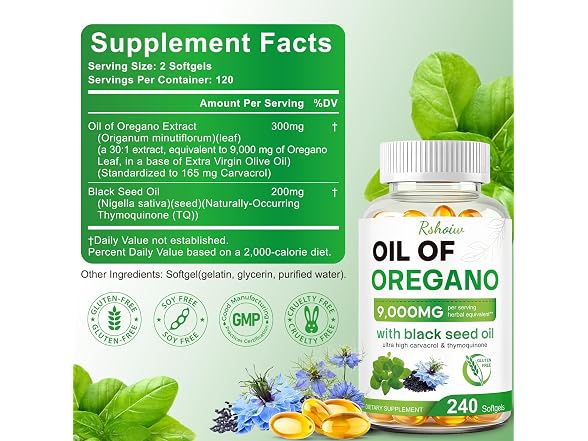 Rshoiw Oil of Oregano (240 softgels)