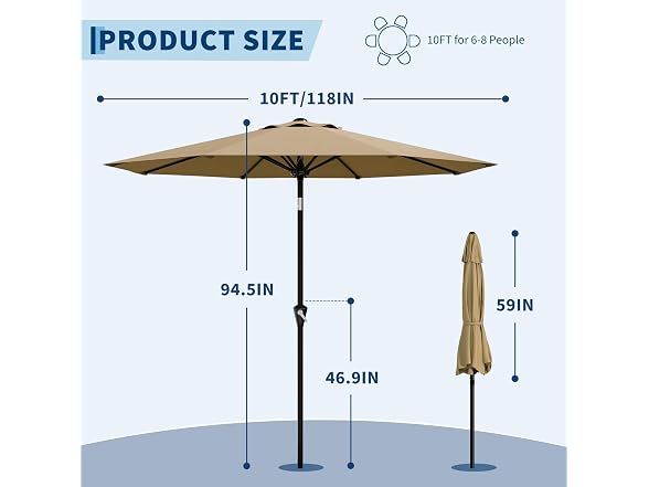 PrecisionAuto 10FT Outdoor Patio Umbrella
