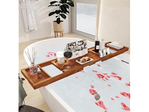 Fun Memories Teak Bathtub Tray - Luxury Bath Tray
