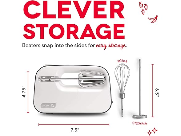 Dash SmartStore Deluxe Compact Electric Hand Mixer