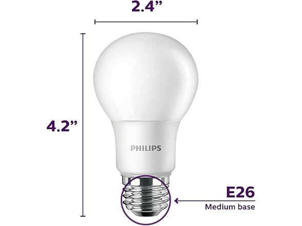 Philips LED Frosted Non-Dimmable A19 Light Bulb 8Pk