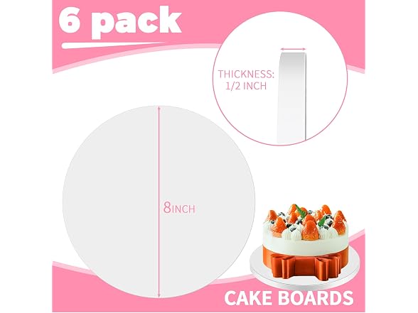 8" Round Cake Boards, 6 Pack