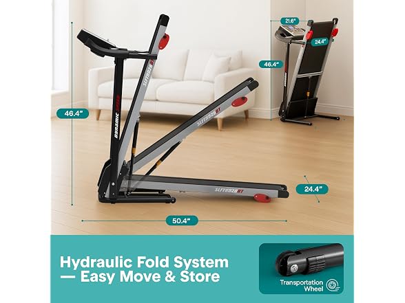 SereneLife Treadmill with Incline & Handle Bars, Black Gray