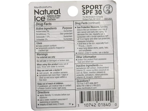 Natural Ice Mentholatum Sport Lip Protectant SPF30