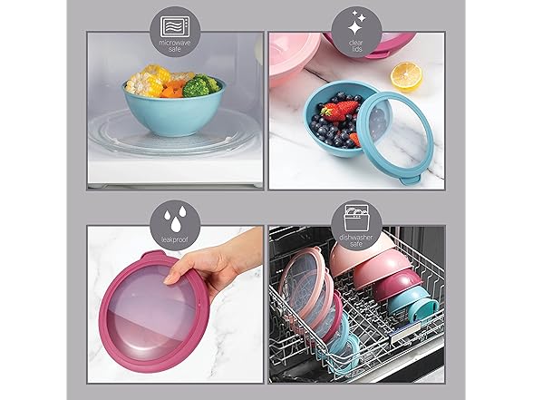 COOK WITH COLOR Mixing Bowls with TPR Lids - 12 Piece