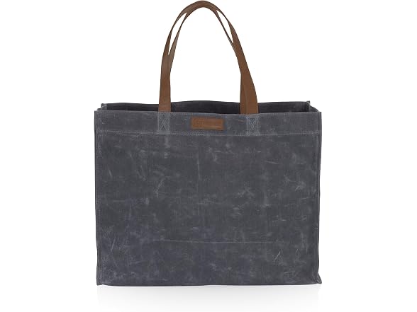 PICNIC TIME Market Waxed Canvas Tote with Leatherette Handles