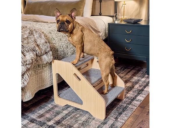 Furhaven Steady Paws 3-Step Pet Stairs, Natural/Gray