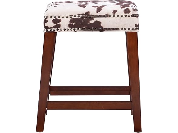 Linon Harlow Brown Cow PrintBackless Counter Stool 24" (Open Box)