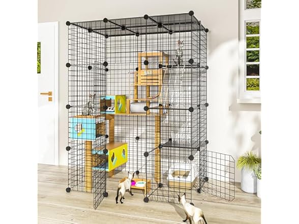 PAWING Cat Crate Playpen with Platform