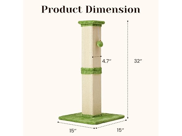 Fansafurn Tall Cat Scratching Post, 32''