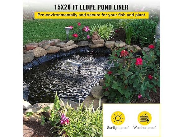 VEVOR LLDPE Pond Liner 15x20 ft