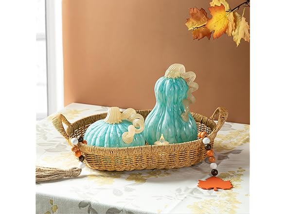 Glitzhome Fall Glass Pumpkin Decor