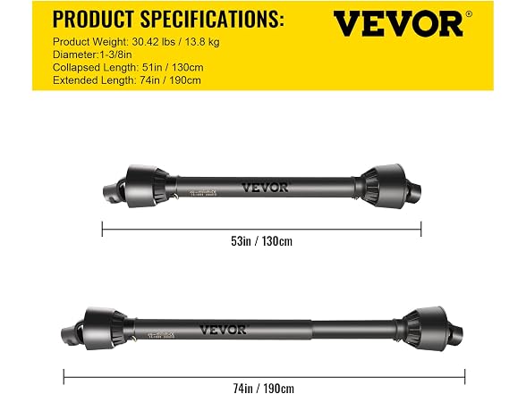 VEVOR 51"-75" Brush Hog PTO Shaft