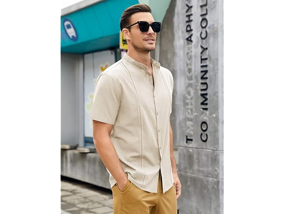 Ryannology Men (XXL) Guayabera Shirts Linen Shirt