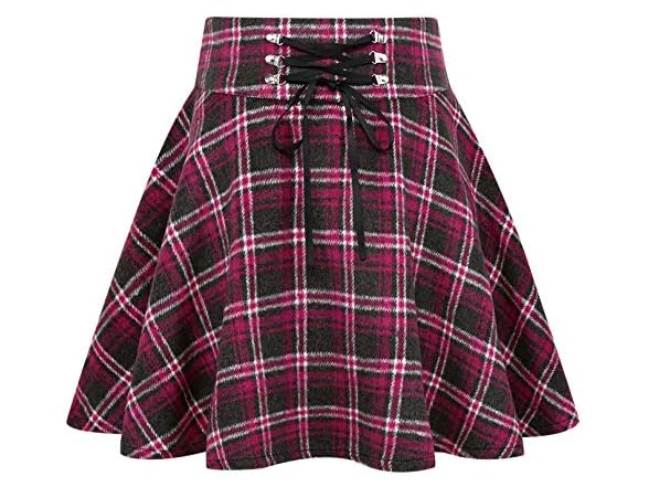 Chartou Women (L) High Waist Drawstring Line Skirt