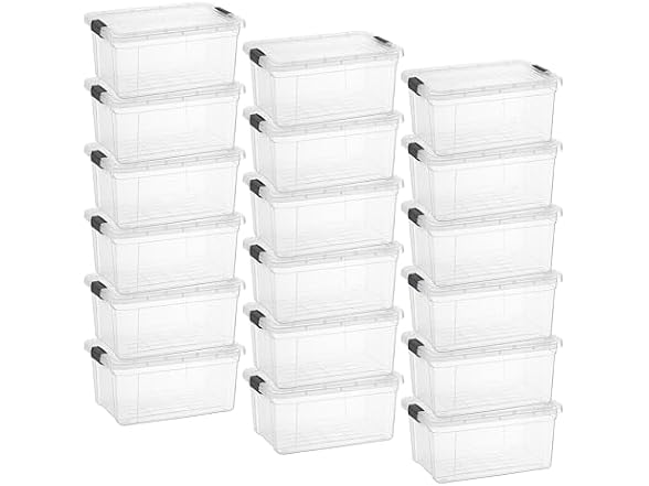 Superio 6.6 Quart Clear Plastic Storage Boxes 18 PK