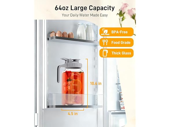 OneDream 64oz Glass Pitcher for Sun Tea