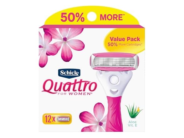Schick Quattro Womens Razor Blade Refills, 12 Count