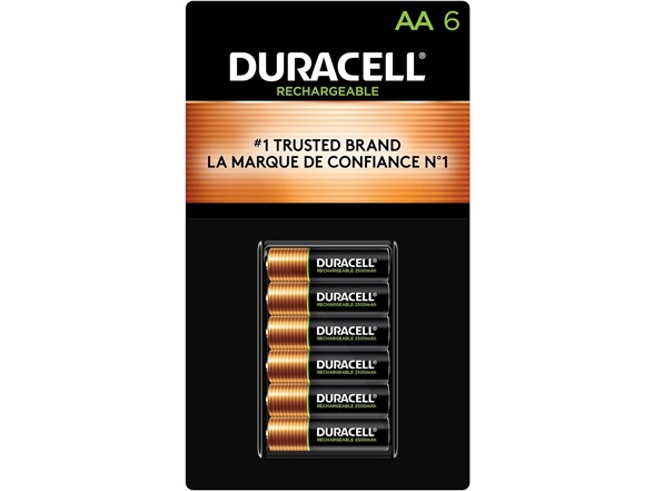 (6 PACK) Duracell Rechargeable AA 2500Mah Premium Cells Batteries