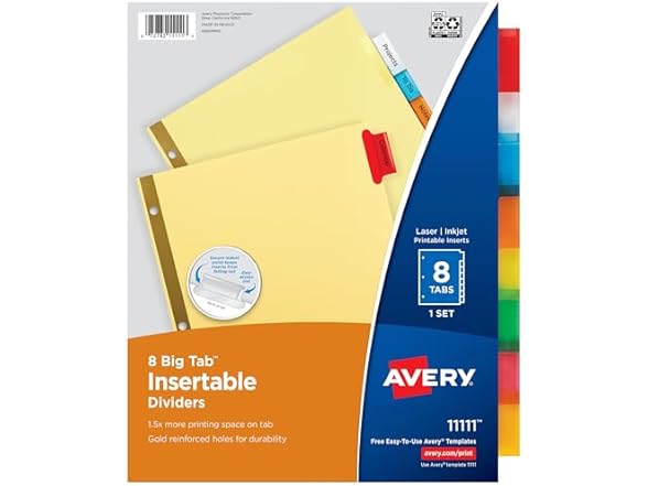 Avery Insertable Dividers for 3 Ring Binders