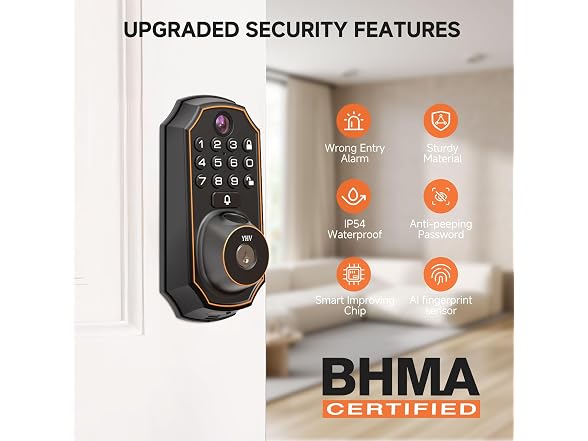YHV Keyless Entry Door Lock with Camera Fingerprint