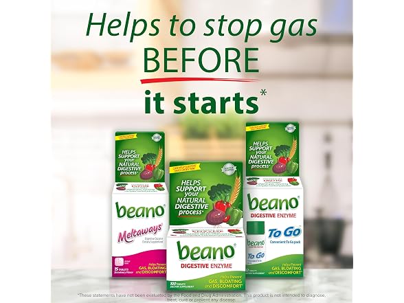 Beano Digestive Enzyme Helps Prevent Gas and