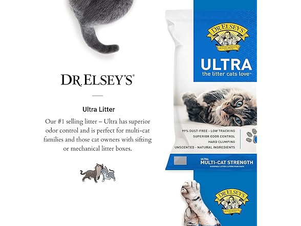 Dr Elseys Ultra Unscented Clumping Cat Litter 18lb