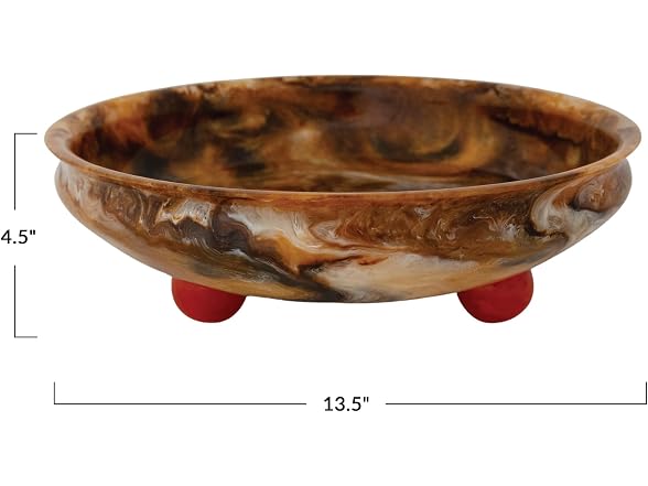 Creative Co-Op Round Marbled Resin Decorative Bowl