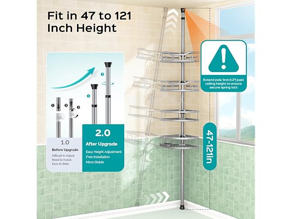 HAMITOR Corner Shower Caddy 4-Tier