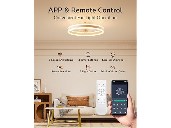 ULG Low Profile Ceiling Fan w/ Light & Remote, 19.7"