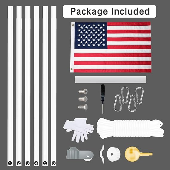 NELXINJO 25FT 25FT Silver flag pole(1.0mm) Silver - Gallery 23