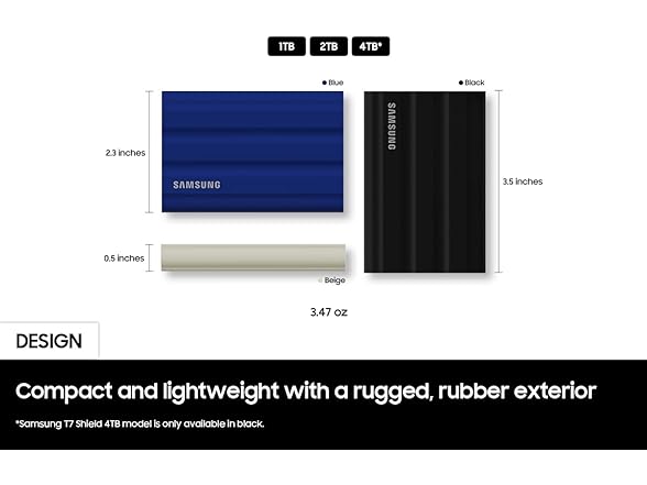 (NEW) Samsung T7 Shield 4TB Portable SSD - 1050MB/s
