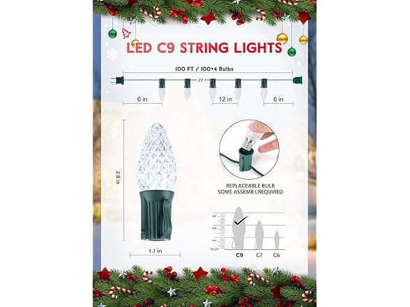 Brightown Minetom C9 Christmas Lights Outdoor, 100FT