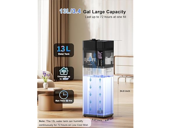 Zeova 13L Warm & Cool Mist Humidifier Choose Color