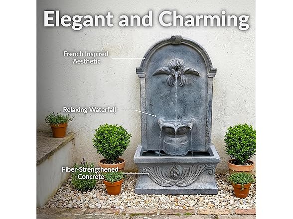 Sunnydaze 28-Inch Outdoor French-Inspired Flat Back Water Fountain