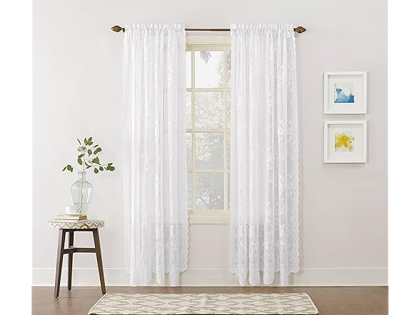 No. 918 Alison Floral Lace Sheer Rod Pocket Curtain Panel