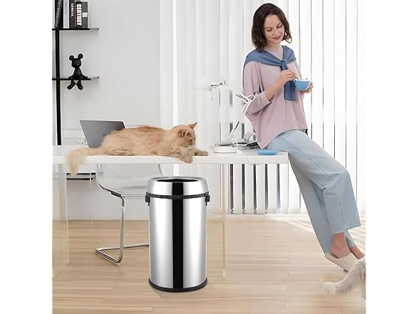 Takywep 17 Gallon Stainless Steel Open Top Trash Can,65 Liter 