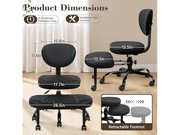 Ergonomic Cross Legged Office Chair with Wheels