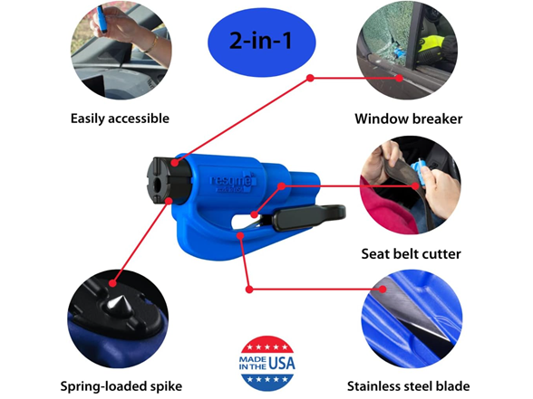(4-Pack) resqme Keychain Car Escape Tool