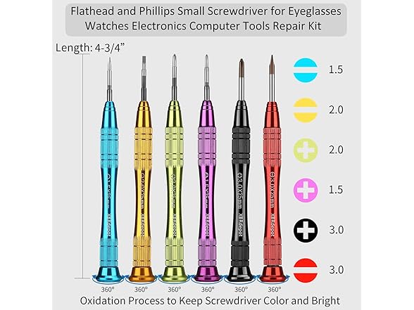 Flat Phillips Screwdriver Set Glasses