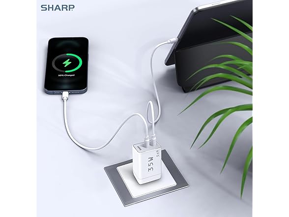 Sharp Dual Port USB C Charger