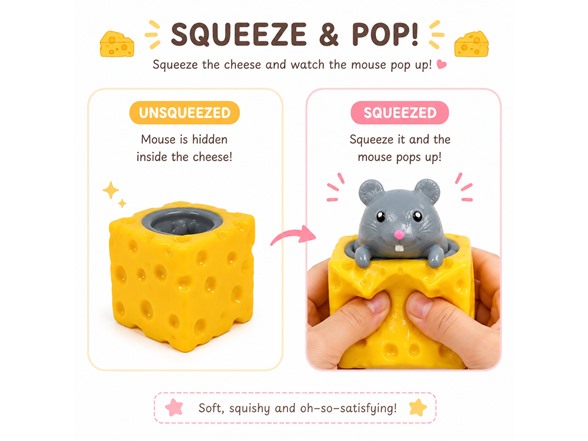 2-Pack Mystery Cheese Mouse Squishy