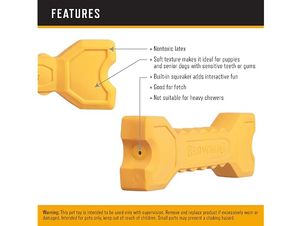 Browning Bone Squeaker Toy Gold