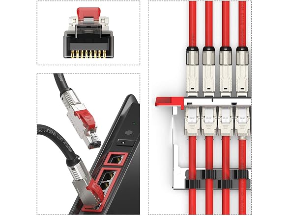 AMPCOM 6ft/2m Cat8 Ethernet Cable(Red) S