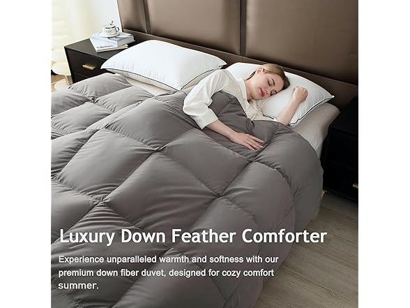 Grey King Size Feather Down Comforter