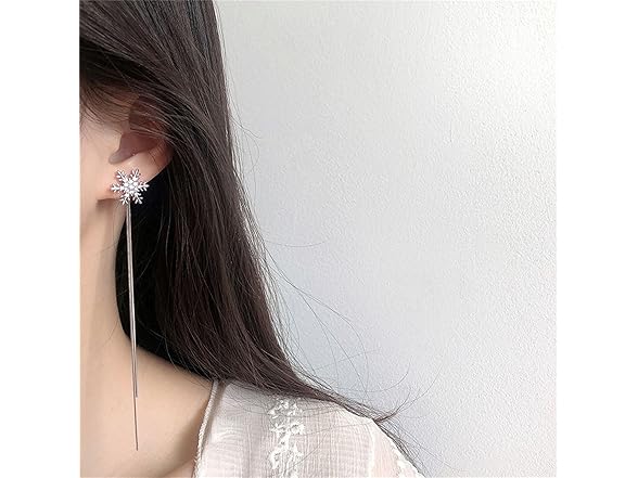 Spiritrain Long Snowflake Tassel Earrings