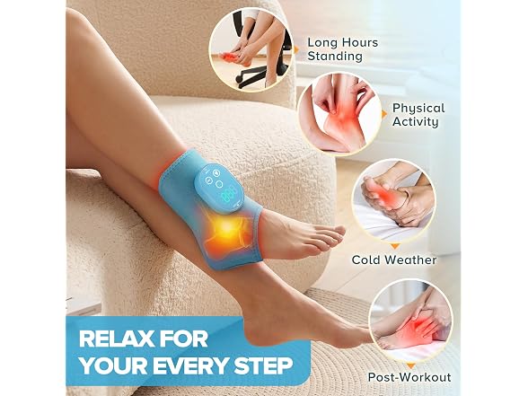 DeMoce Heated Ankle Wrap with Massage