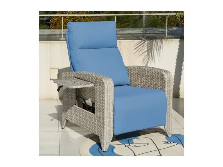 ZZW B0CZ8WQXVH Upgraded Outdoor Recliner Chair Grey/Bl