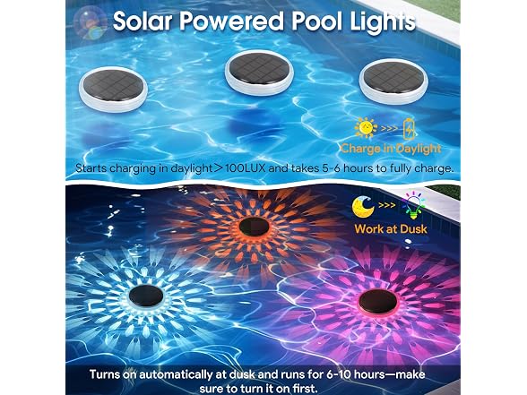 Energetic Solar Floating Pool Lights, 5 Pack