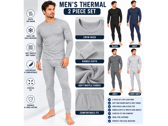 4-Piece: Men's Waffle-Knit Thermal Sets